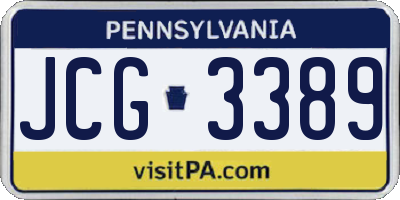PA license plate JCG3389