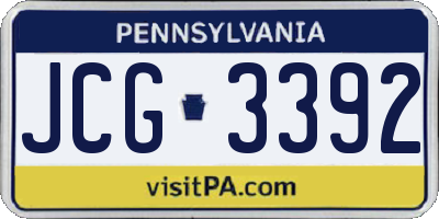 PA license plate JCG3392