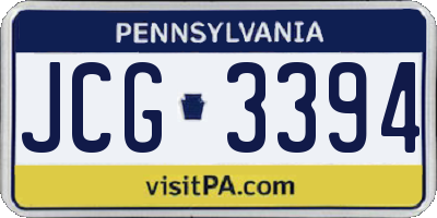 PA license plate JCG3394