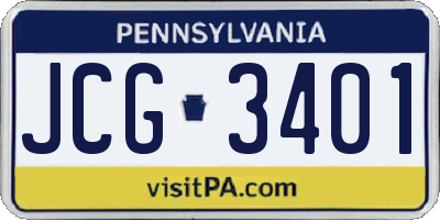 PA license plate JCG3401