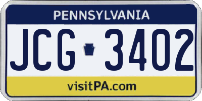 PA license plate JCG3402