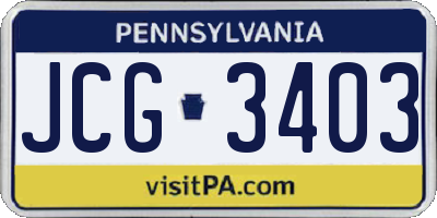PA license plate JCG3403