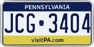 PA license plate JCG3404