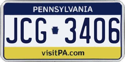 PA license plate JCG3406
