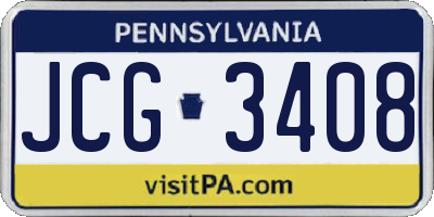PA license plate JCG3408
