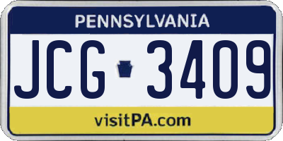 PA license plate JCG3409