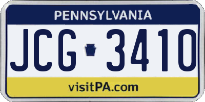 PA license plate JCG3410