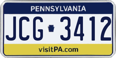 PA license plate JCG3412