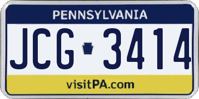 PA license plate JCG3414