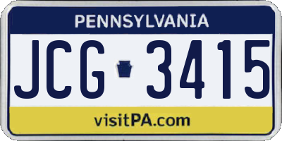 PA license plate JCG3415