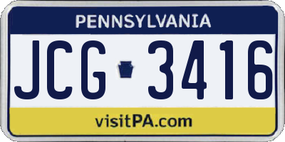 PA license plate JCG3416