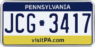 PA license plate JCG3417