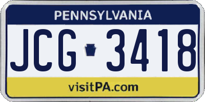PA license plate JCG3418