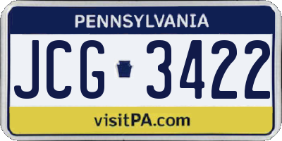 PA license plate JCG3422