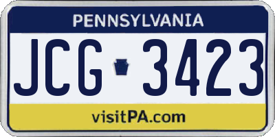 PA license plate JCG3423