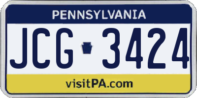 PA license plate JCG3424