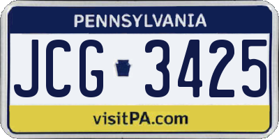 PA license plate JCG3425