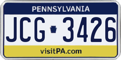PA license plate JCG3426