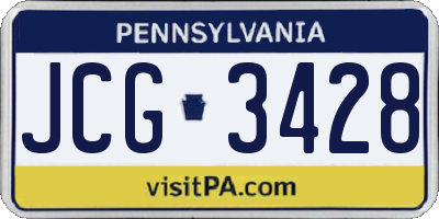 PA license plate JCG3428