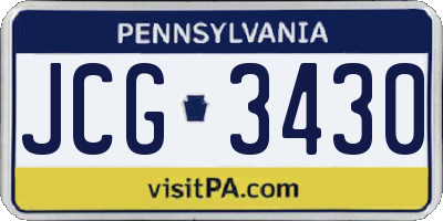 PA license plate JCG3430
