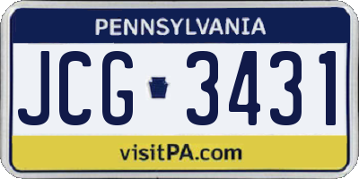 PA license plate JCG3431