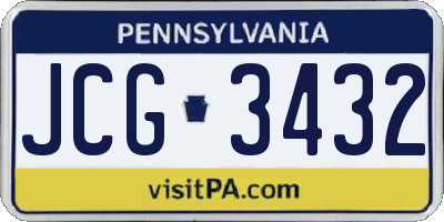 PA license plate JCG3432