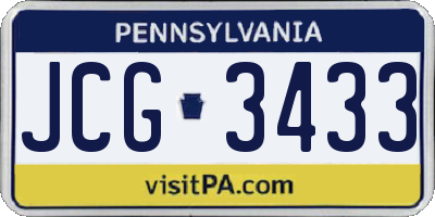 PA license plate JCG3433