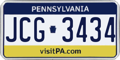 PA license plate JCG3434
