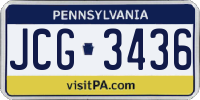 PA license plate JCG3436