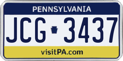 PA license plate JCG3437