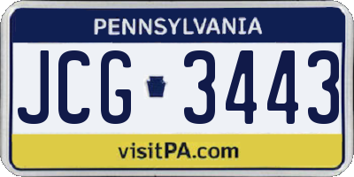 PA license plate JCG3443
