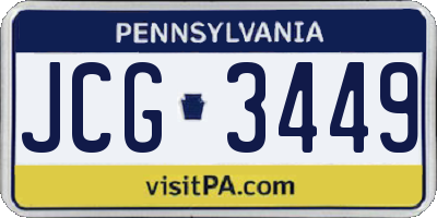 PA license plate JCG3449