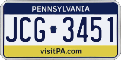 PA license plate JCG3451
