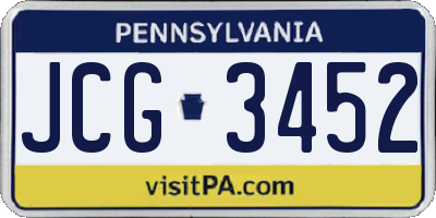 PA license plate JCG3452