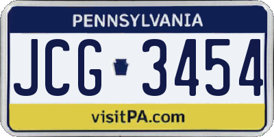 PA license plate JCG3454
