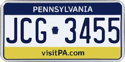 PA license plate JCG3455