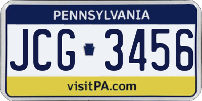 PA license plate JCG3456