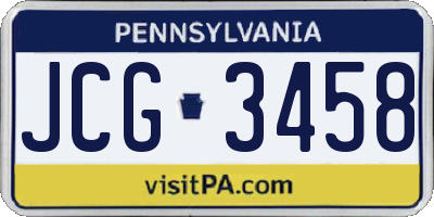 PA license plate JCG3458