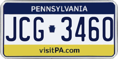 PA license plate JCG3460