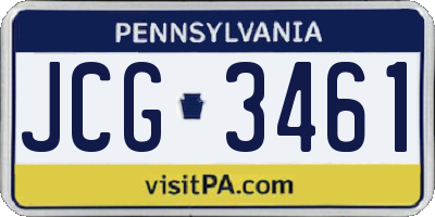 PA license plate JCG3461