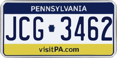 PA license plate JCG3462
