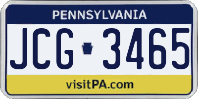 PA license plate JCG3465