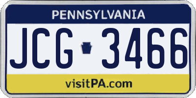 PA license plate JCG3466
