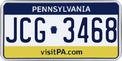 PA license plate JCG3468