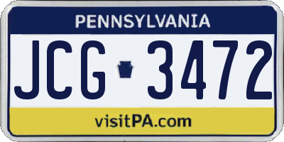 PA license plate JCG3472