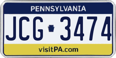 PA license plate JCG3474