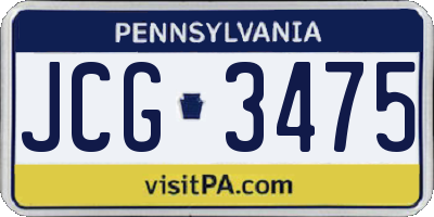 PA license plate JCG3475