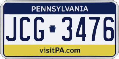 PA license plate JCG3476