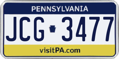 PA license plate JCG3477