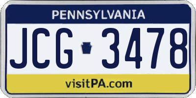 PA license plate JCG3478